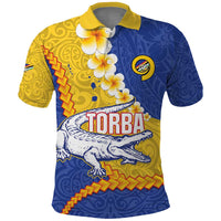 Torba Province Polo Shirt Vanuatu Pattern Crocodile - Plumeria Flag Color LT14 Yellow - Polynesian Pride