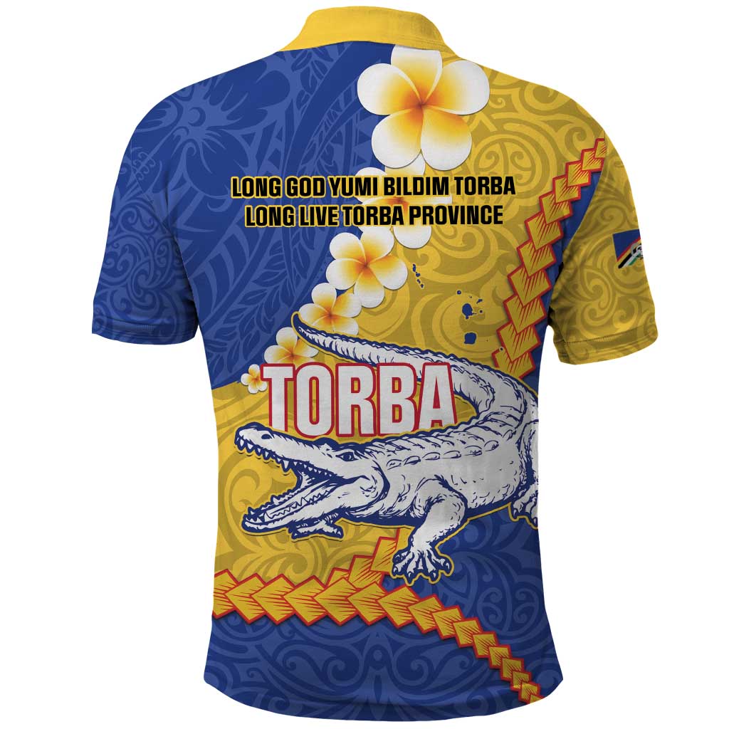 Torba Province Polo Shirt Vanuatu Pattern Crocodile - Plumeria Flag Color LT14 - Polynesian Pride