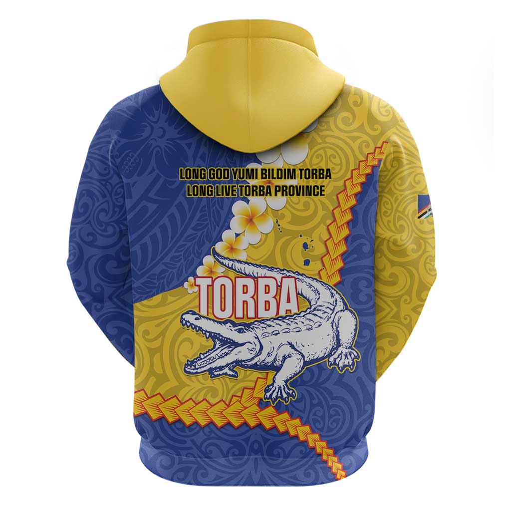 Torba Province Zip Hoodie Vanuatu Pattern Crocodile - Plumeria Flag Color LT14 - Polynesian Pride