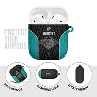 Custom New Zealand Stingray Oztag AirPods Case Tag Rugby Maori Pattern Black Version LT14 - Polynesian Pride