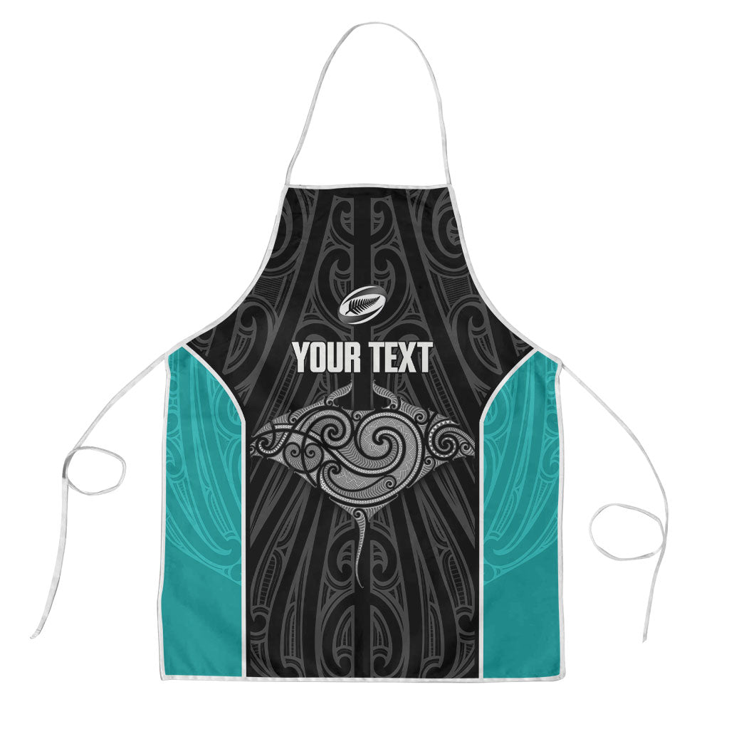 Custom New Zealand Stingray Oztag Apron Tag Rugby Maori Pattern Black Version LT14 Black - Polynesian Pride