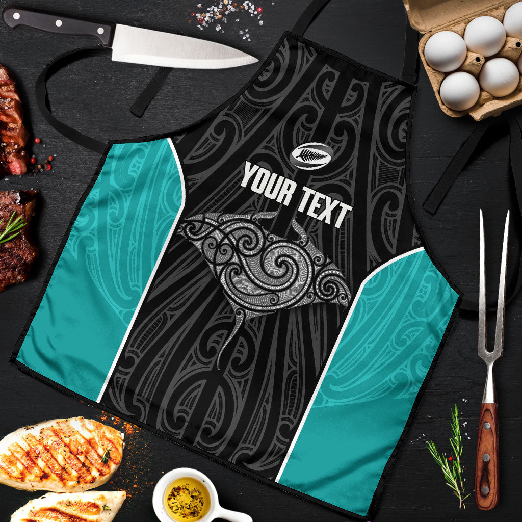 Custom New Zealand Stingray Oztag Apron Tag Rugby Maori Pattern Black Version LT14 Black - Polynesian Pride