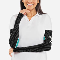 Custom New Zealand Stingray Oztag Arm Sleeves Tag Rugby Maori Pattern Black Version LT14 - Polynesian Pride