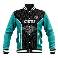 Custom New Zealand Stingray Oztag Baseball Jacket Tag Rugby Maori Pattern Black Version LT14 Unisex Black - Polynesian Pride