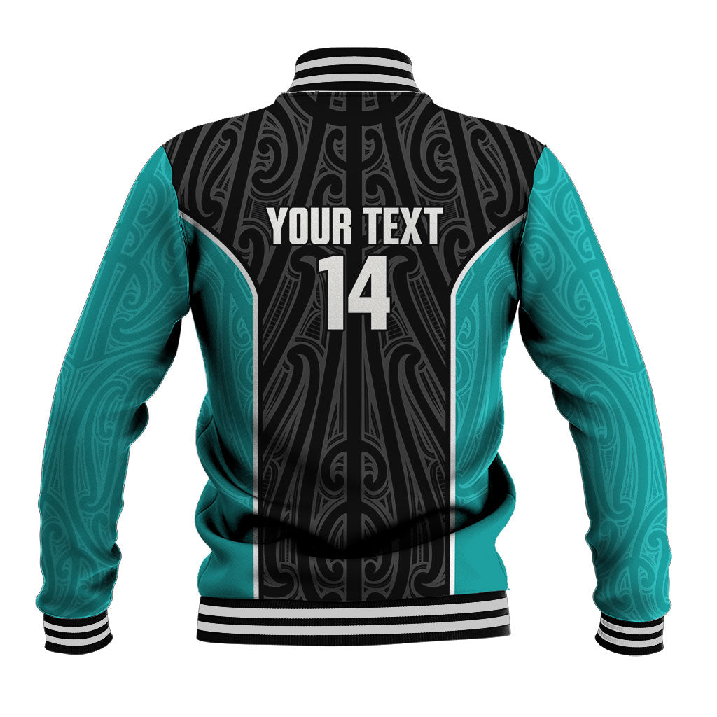 Custom New Zealand Stingray Oztag Baseball Jacket Tag Rugby Maori Pattern Black Version LT14 - Polynesian Pride