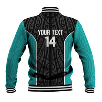 Custom New Zealand Stingray Oztag Baseball Jacket Tag Rugby Maori Pattern Black Version LT14 - Polynesian Pride