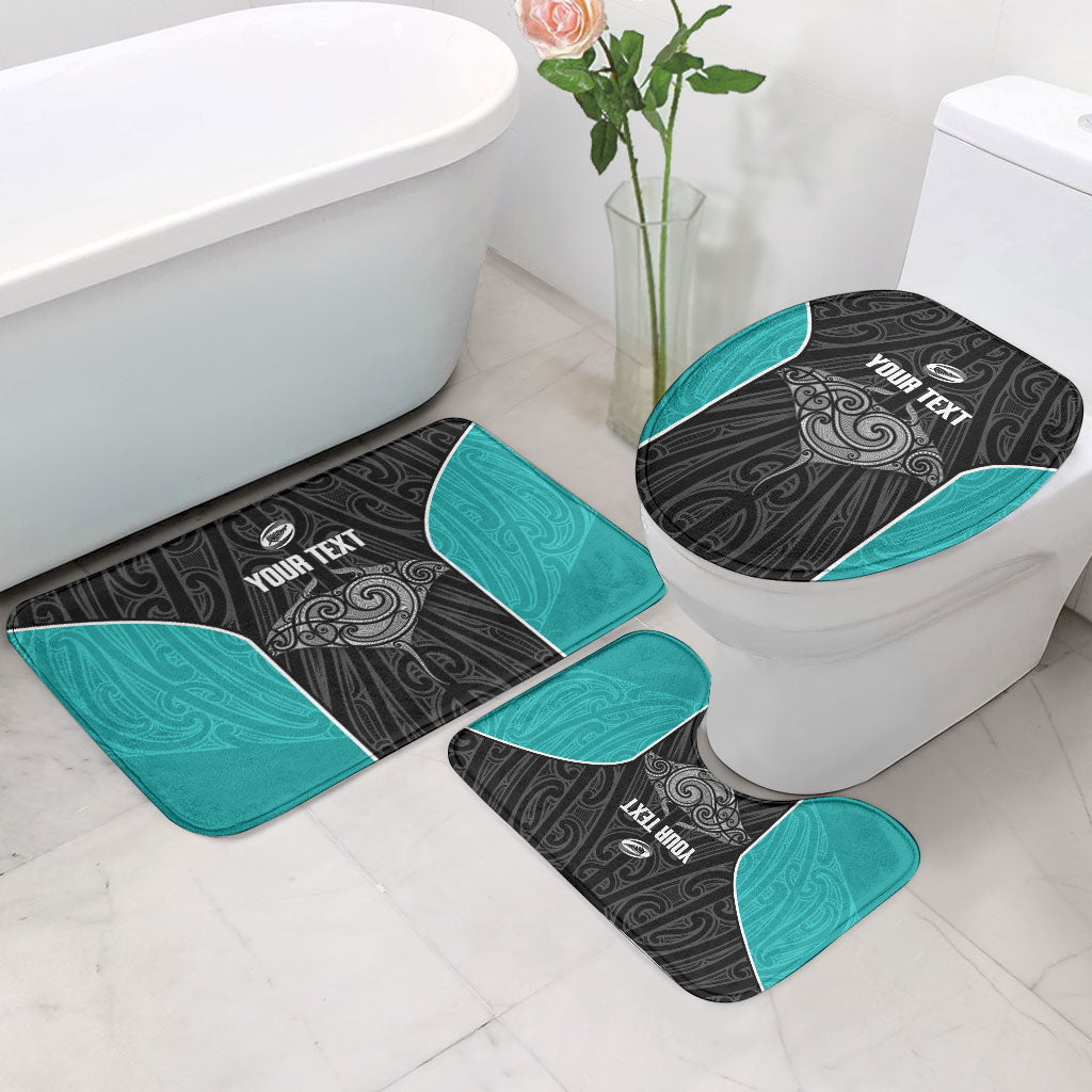 Custom New Zealand Stingray Oztag Bathroom Set Tag Rugby Maori Pattern Black Version LT14 - Polynesian Pride