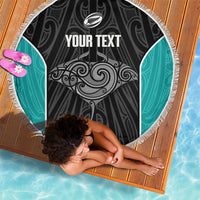 Custom New Zealand Stingray Oztag Beach Blanket Tag Rugby Maori Pattern Black Version LT14 - Polynesian Pride