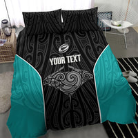 Custom New Zealand Stingray Oztag Bedding Set Tag Rugby Maori Pattern Black Version LT14 - Polynesian Pride