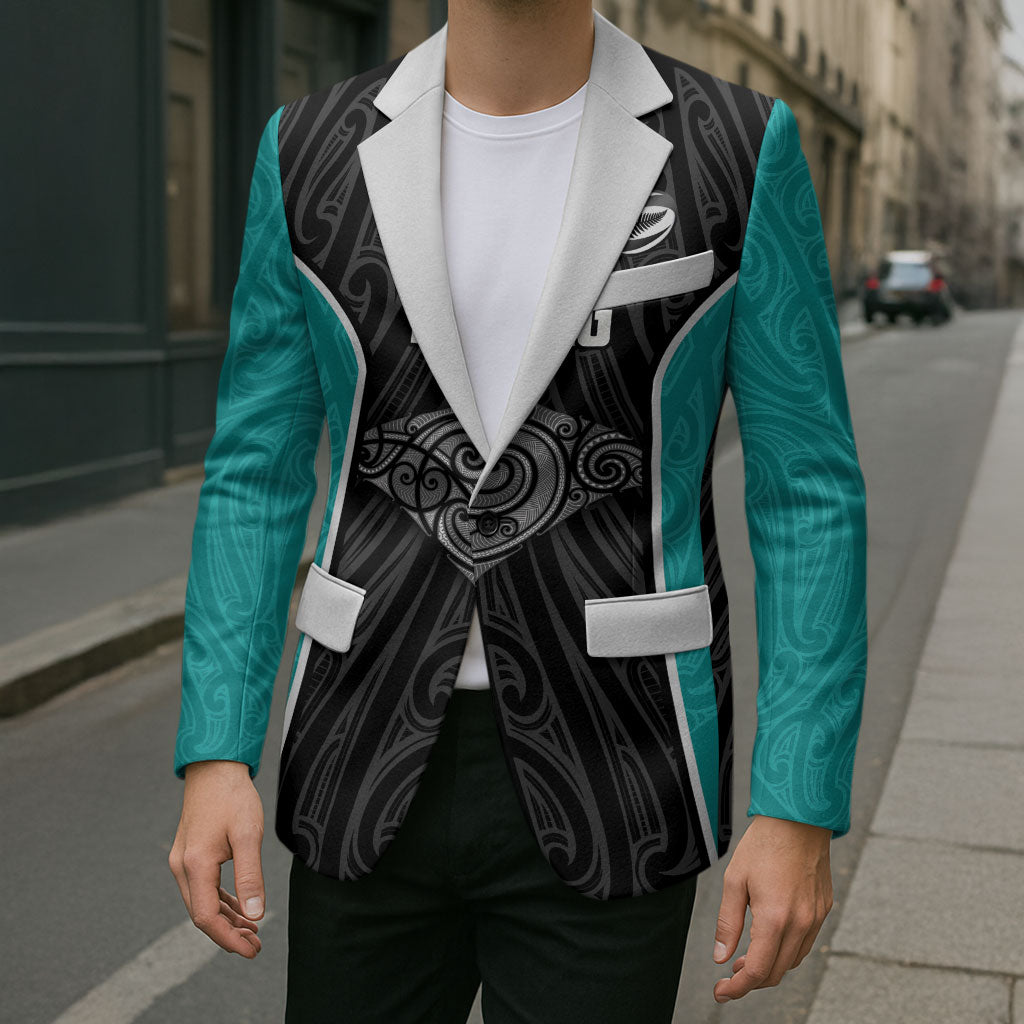 Custom New Zealand Stingray Oztag Blazer Tag Rugby Maori Pattern Black Version LT14 - Polynesian Pride