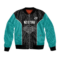 Custom New Zealand Stingray Oztag Bomber Jacket Tag Rugby Maori Pattern Black Version LT14 Unisex Black - Polynesian Pride