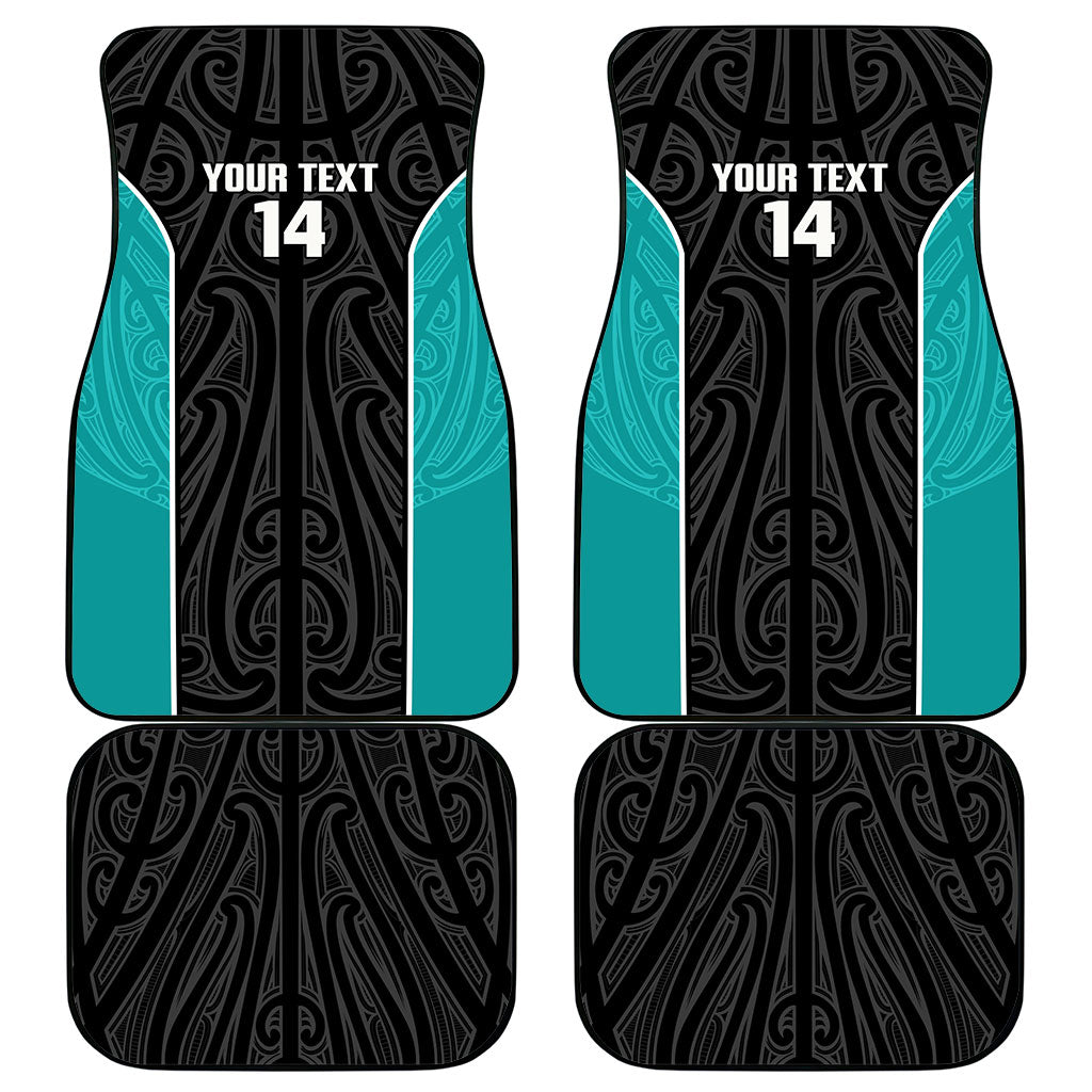 Custom New Zealand Stingray Oztag Car Mats Tag Rugby Maori Pattern Black Version LT14 - Polynesian Pride