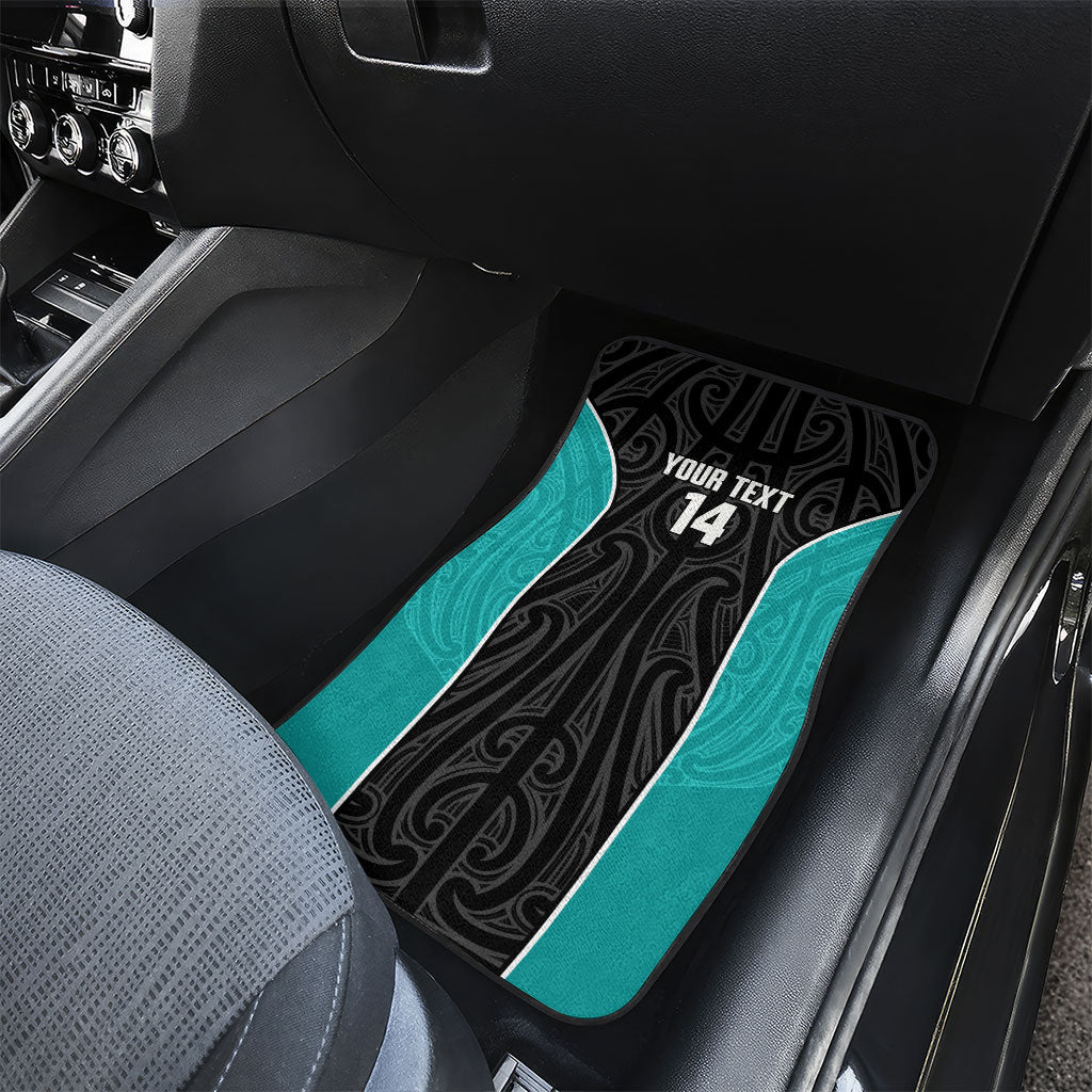 Custom New Zealand Stingray Oztag Car Mats Tag Rugby Maori Pattern Black Version LT14 - Polynesian Pride