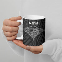 Custom New Zealand Stingray Oztag Ceramic Mug Tag Rugby Maori Pattern Black Version LT14 - Polynesian Pride
