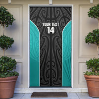Custom New Zealand Stingray Oztag Door Cover Tag Rugby Maori Pattern Black Version LT14 Black - Polynesian Pride