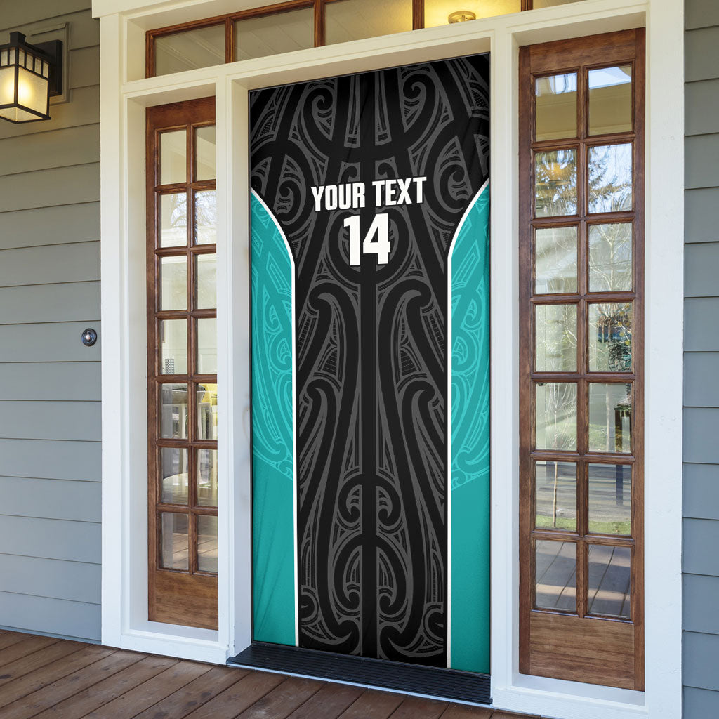 Custom New Zealand Stingray Oztag Door Cover Tag Rugby Maori Pattern Black Version LT14 - Polynesian Pride