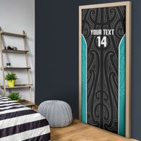 Custom New Zealand Stingray Oztag Door Cover Tag Rugby Maori Pattern Black Version LT14 - Polynesian Pride