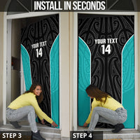 Custom New Zealand Stingray Oztag Door Cover Tag Rugby Maori Pattern Black Version LT14 - Polynesian Pride