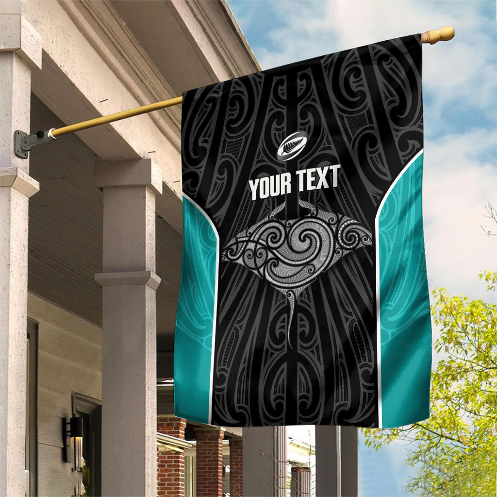 Custom New Zealand Stingray Oztag Garden Flag Tag Rugby Maori Pattern Black Version LT14 House Flag Black - Polynesian Pride