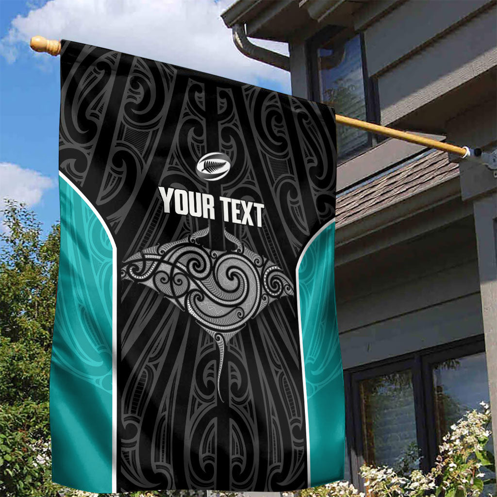 Custom New Zealand Stingray Oztag Garden Flag Tag Rugby Maori Pattern Black Version LT14 - Polynesian Pride