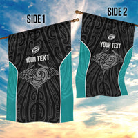 Custom New Zealand Stingray Oztag Garden Flag Tag Rugby Maori Pattern Black Version LT14 - Polynesian Pride