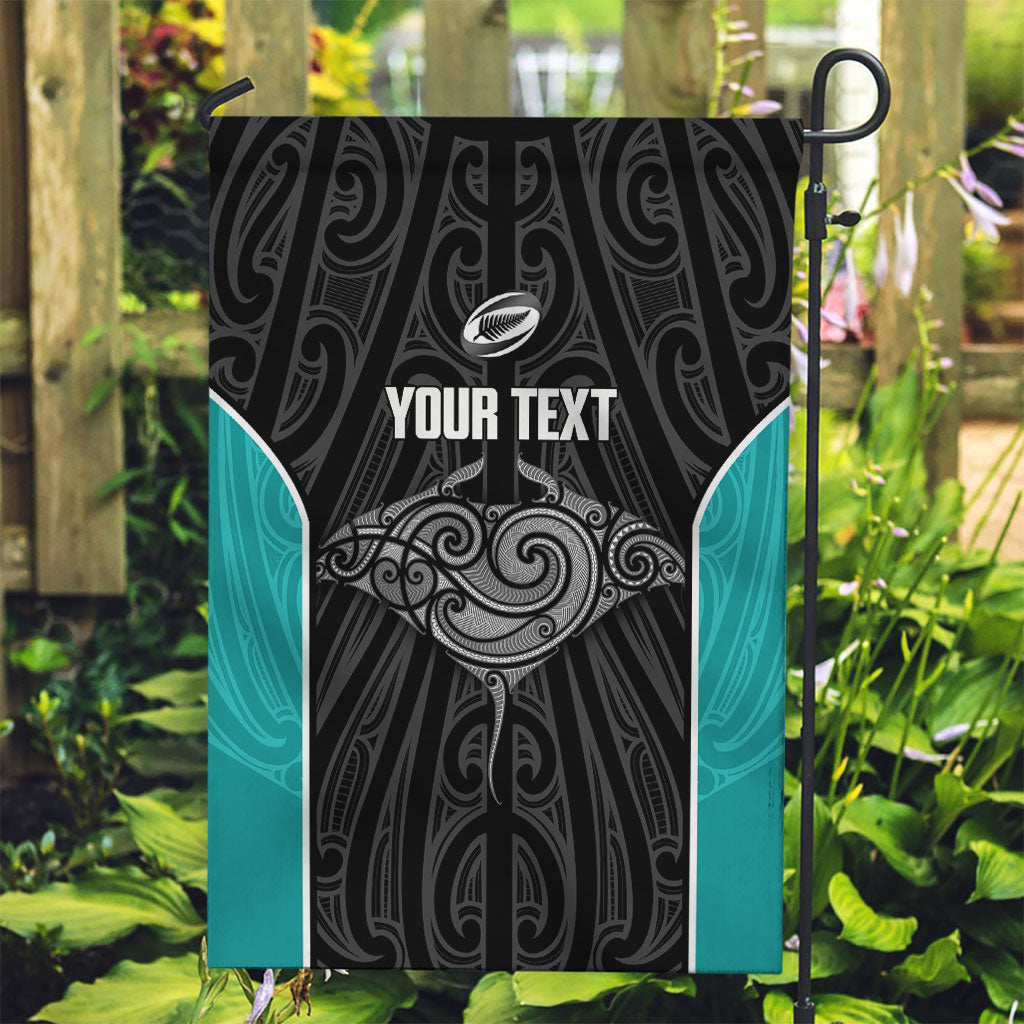 Custom New Zealand Stingray Oztag Garden Flag Tag Rugby Maori Pattern Black Version LT14 Garden Flag Black - Polynesian Pride
