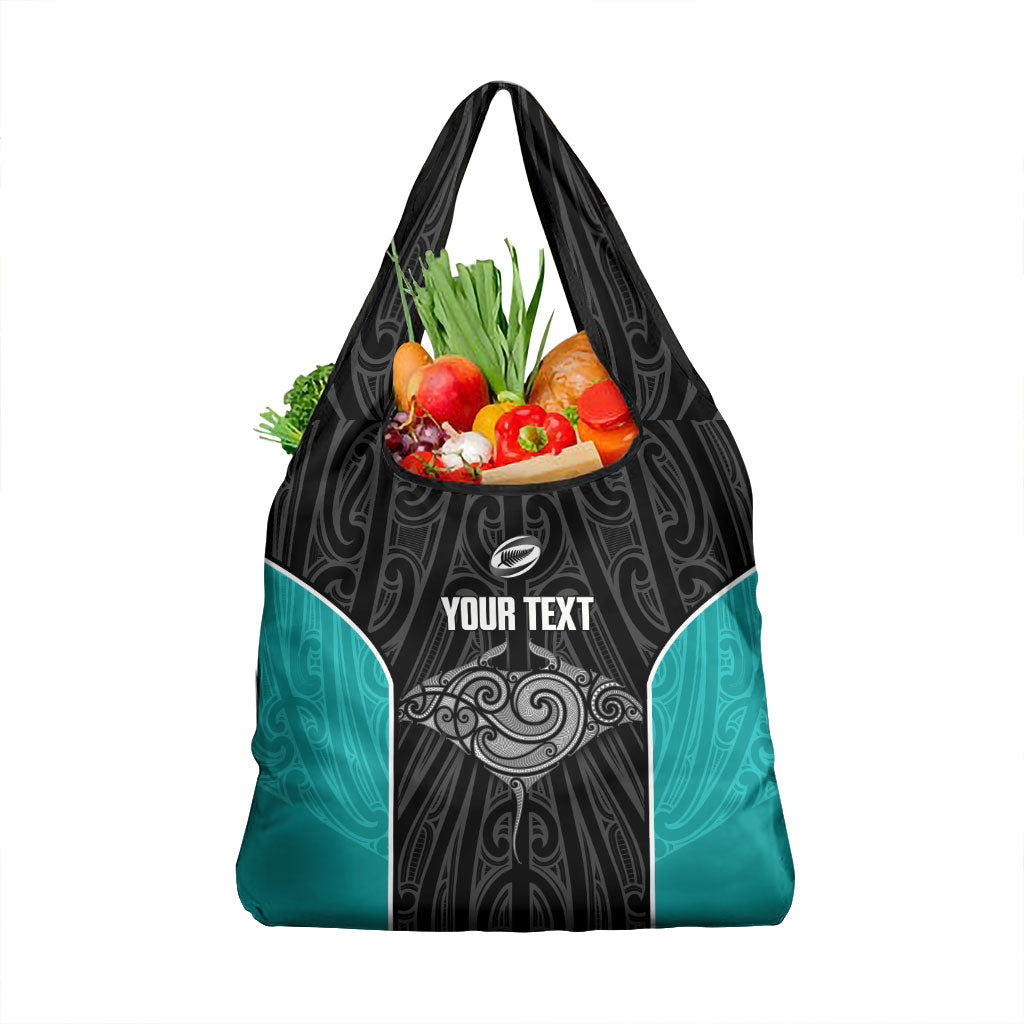 Custom New Zealand Stingray Oztag Grocery Bag Tag Rugby Maori Pattern Black Version LT14 1-pack One Size Black - Polynesian Pride