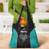 Custom New Zealand Stingray Oztag Grocery Bag Tag Rugby Maori Pattern Black Version LT14 - Polynesian Pride