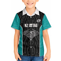 Custom New Zealand Stingray Oztag Hawaiian Shirt Tag Rugby Maori Pattern Black Version LT14 - Polynesian Pride