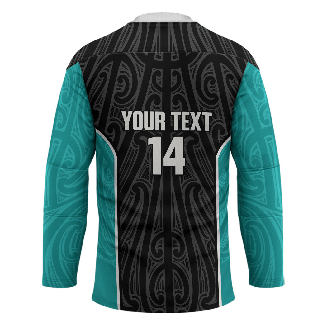 Custom New Zealand Stingray Oztag Hockey Jersey Tag Rugby Maori Pattern Black Version LT14 - Polynesian Pride