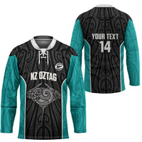 Custom New Zealand Stingray Oztag Hockey Jersey Tag Rugby Maori Pattern Black Version LT14 - Polynesian Pride
