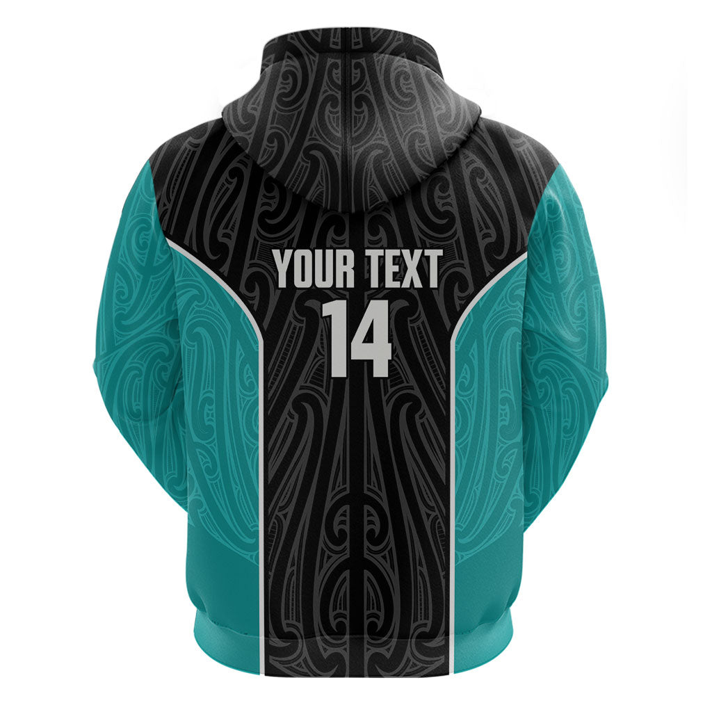 Custom New Zealand Stingray Oztag Hoodie Tag Rugby Maori Pattern Black Version LT14 - Polynesian Pride