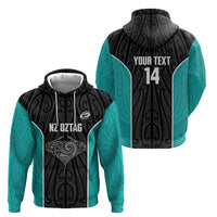 Custom New Zealand Stingray Oztag Hoodie Tag Rugby Maori Pattern Black Version LT14 - Polynesian Pride
