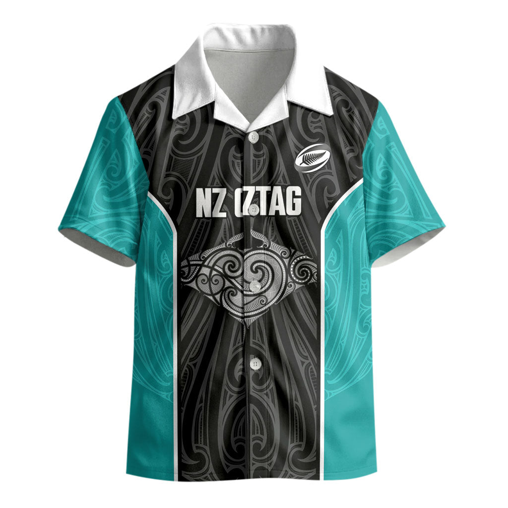 Custom New Zealand Stingray Oztag Kid Hawaiian Shirt Tag Rugby Maori Pattern Black Version LT14 - Polynesian Pride