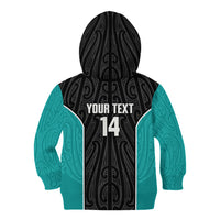 Custom New Zealand Stingray Oztag Kid Hoodie Tag Rugby Maori Pattern Black Version LT14 - Polynesian Pride