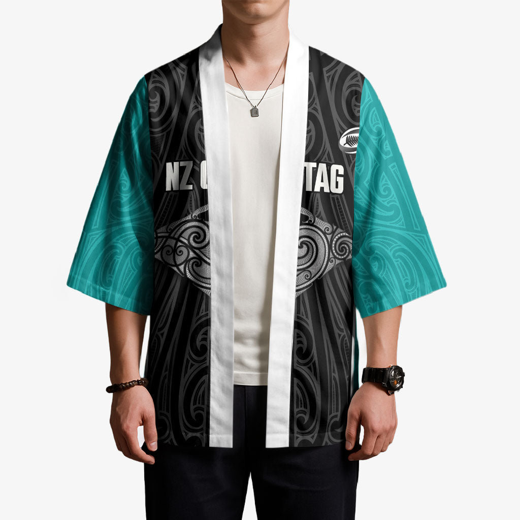 Custom New Zealand Stingray Oztag Kimono Tag Rugby Maori Pattern Black Version LT14 - Polynesian Pride
