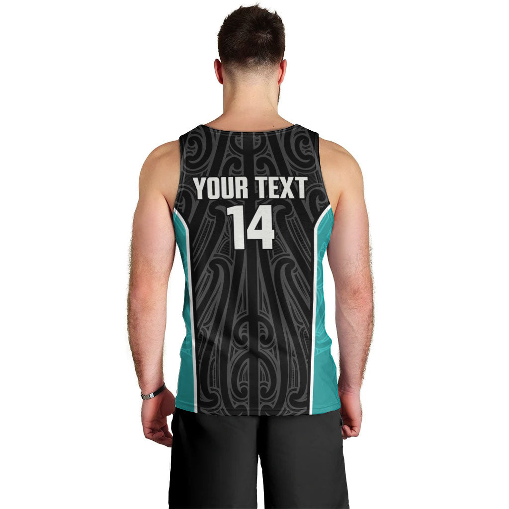 Custom New Zealand Stingray Oztag Men Tank Top Tag Rugby Maori Pattern Black Version LT14 - Polynesian Pride
