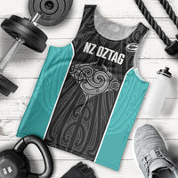 Custom New Zealand Stingray Oztag Men Tank Top Tag Rugby Maori Pattern Black Version LT14 - Polynesian Pride