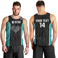 Custom New Zealand Stingray Oztag Men Tank Top Tag Rugby Maori Pattern Black Version LT14 - Polynesian Pride