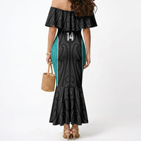 Custom New Zealand Stingray Oztag Mermaid Dress Tag Rugby Maori Pattern Black Version LT14 - Polynesian Pride