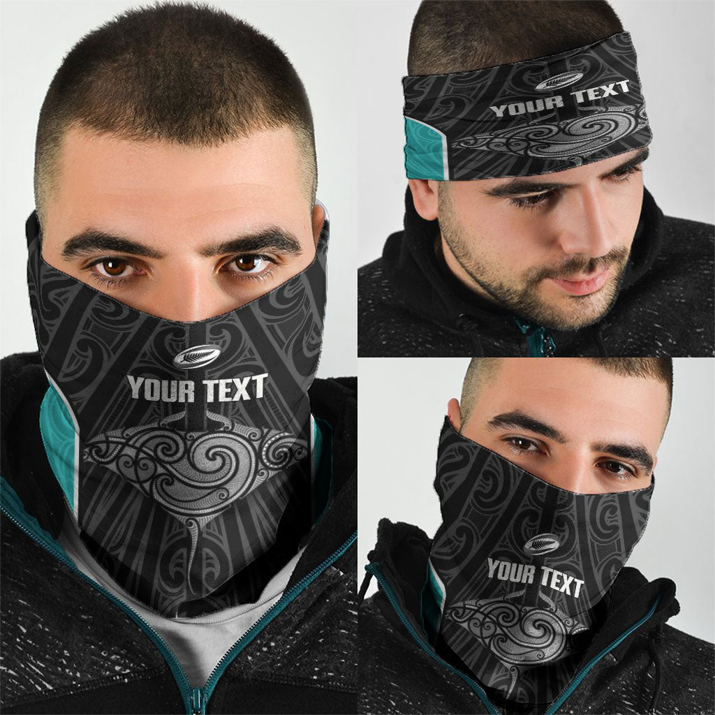 Custom New Zealand Stingray Oztag Neck Gaiter Tag Rugby Maori Pattern Black Version LT14 - Polynesian Pride