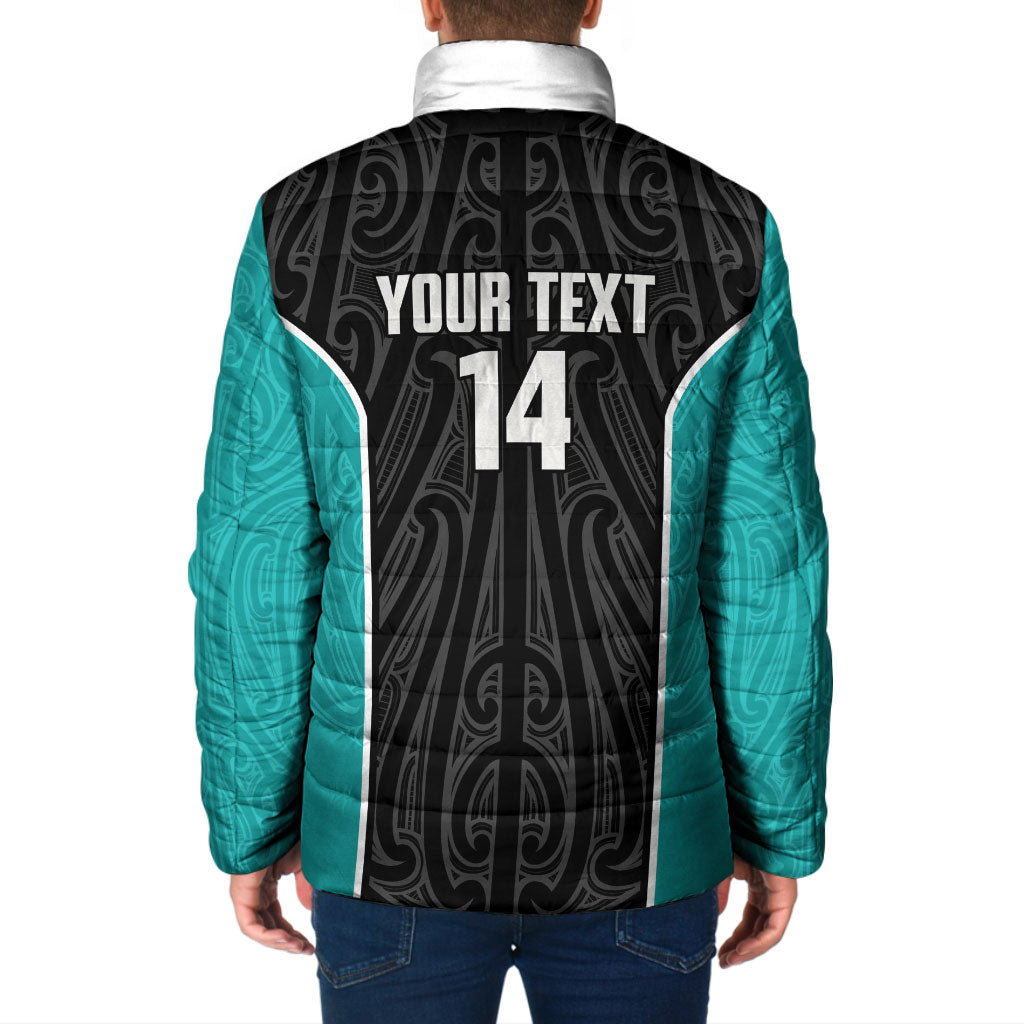 Custom New Zealand Stingray Oztag Padded Jacket Tag Rugby Maori Pattern Black Version LT14 - Polynesian Pride