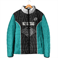 Custom New Zealand Stingray Oztag Padded Jacket Tag Rugby Maori Pattern Black Version LT14 - Polynesian Pride