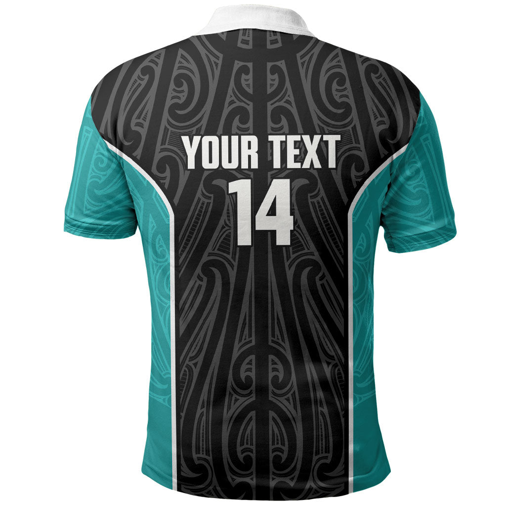 Custom New Zealand Stingray Oztag Polo Shirt Tag Rugby Maori Pattern Black Version LT14 - Polynesian Pride