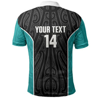 Custom New Zealand Stingray Oztag Polo Shirt Tag Rugby Maori Pattern Black Version LT14 - Polynesian Pride