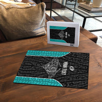 Custom New Zealand Stingray Oztag Puzzle Tag Rugby Maori Pattern Black Version LT14 - Polynesian Pride