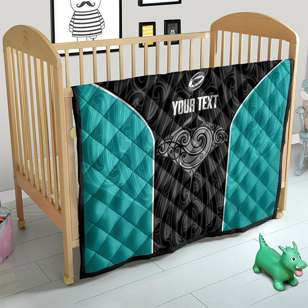 Custom New Zealand Stingray Oztag Quilt Tag Rugby Maori Pattern Black Version LT14 - Polynesian Pride
