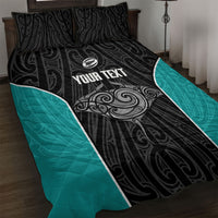 Custom New Zealand Stingray Oztag Quilt Bed Set Tag Rugby Maori Pattern Black Version LT14 Black - Polynesian Pride