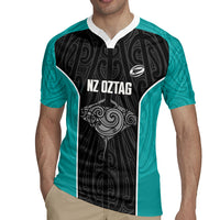 Custom New Zealand Stingray Oztag Rugby Jersey Tag Rugby Maori Pattern Black Version LT14 - Polynesian Pride