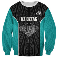 Custom New Zealand Stingray Oztag Sweatshirt Tag Rugby Maori Pattern Black Version LT14 Unisex Black - Polynesian Pride